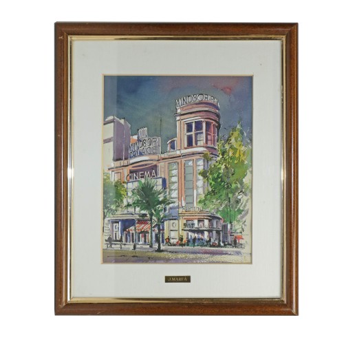 Acuarela realizada durante el periodo 1993-1995 por Josep Marfá - Fachada del cine Windsor Palace